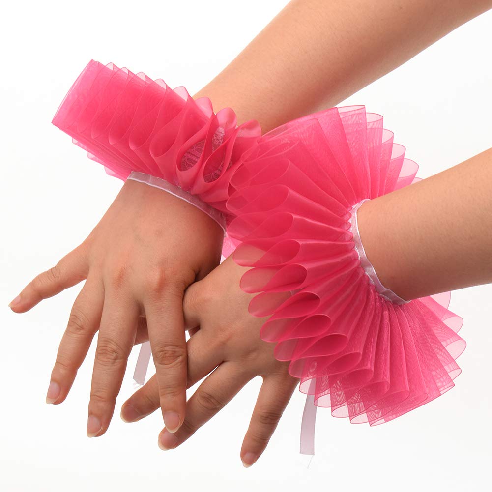 GRACEART Elizabethan Wrist Ruff - Vintage Lace Ruffled Hand Cuffs (2-Piece Set) for Renaissance Fairs, Cosplay, Theater Costumes & Historical Reenactments