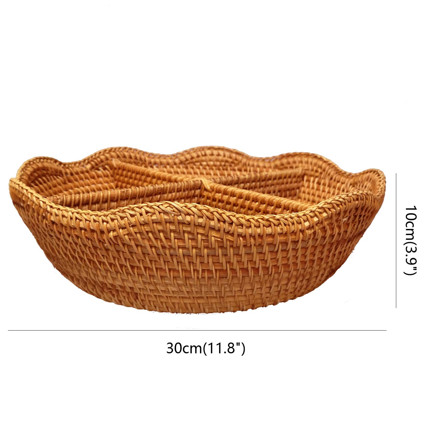 Handwoven 4-Section Round Wicker Serving Basket - Snack, Nut & Candy Organizer | Fruit Tray, Food Plate & Valet Tray for Keys & Wallets | Perfect for Parties, Home Decor & Kitchen Storage