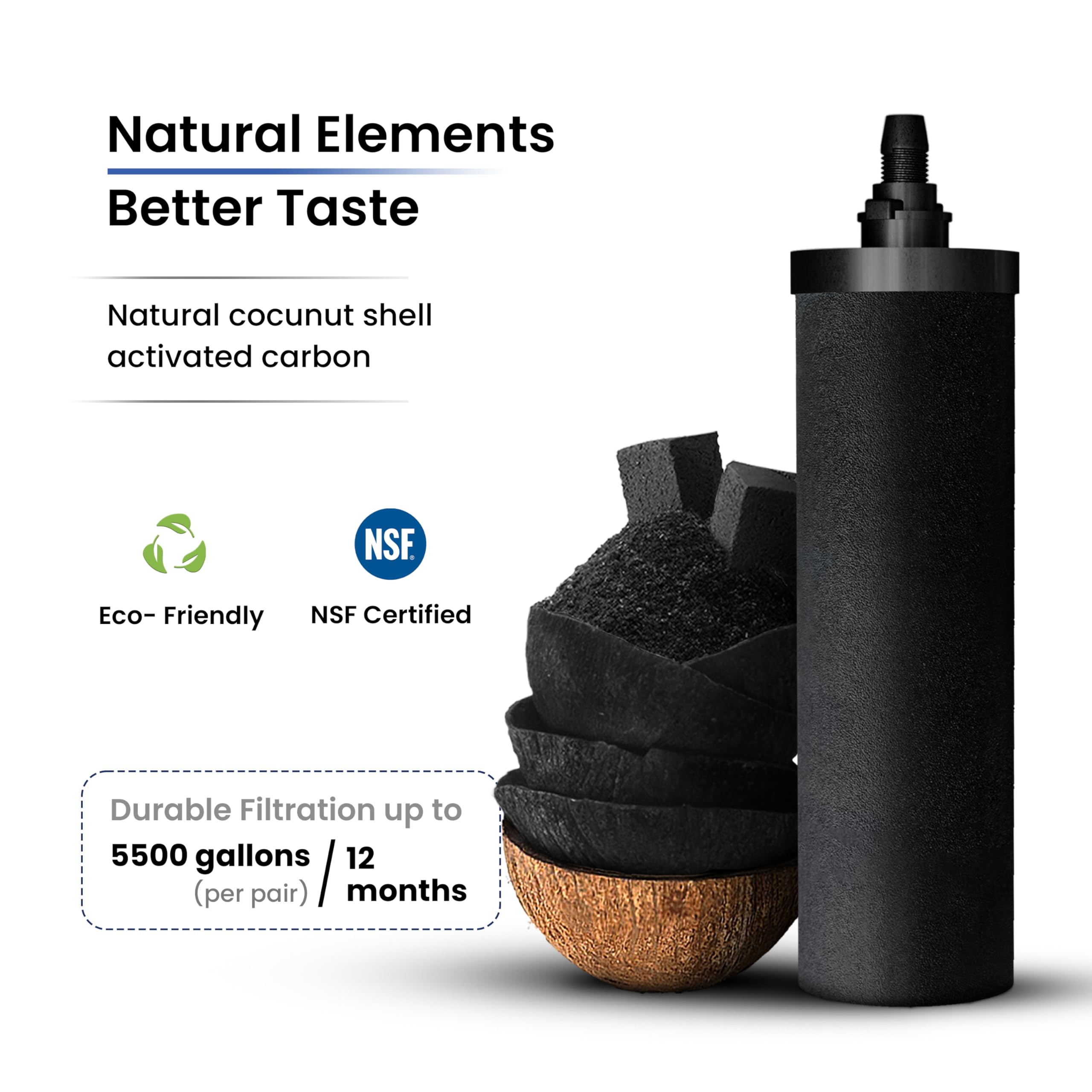 Phoenix Gravity-Fed 2.25 Gallon Stainless Steel Water Filter System - NSF Certified Black Filter Elements & Stainless Steel Tap for Camping, Countertop, Emergency Preparedness & Outdoor Adventures