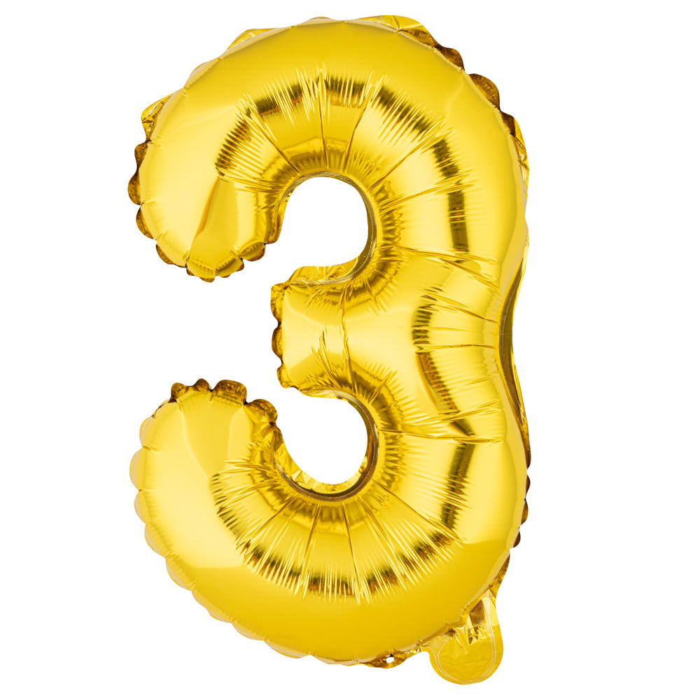 Balloonify Gold Mylar Number 3 Balloon - 16 Inch Large Foil Balloon for Birthday Party Decorations, Baby Showers & Anniversary Celebrations - 1 Count Box