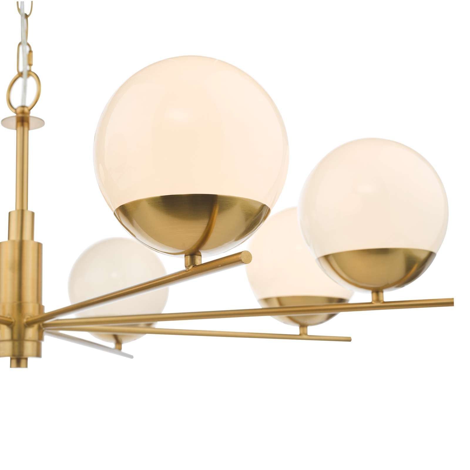 Bombazine 8Lt Center Ceiling Light in Natural Brass & Opal Glass - IP20 Rated for Living Room, Bedroom, or Dining Room Lighting