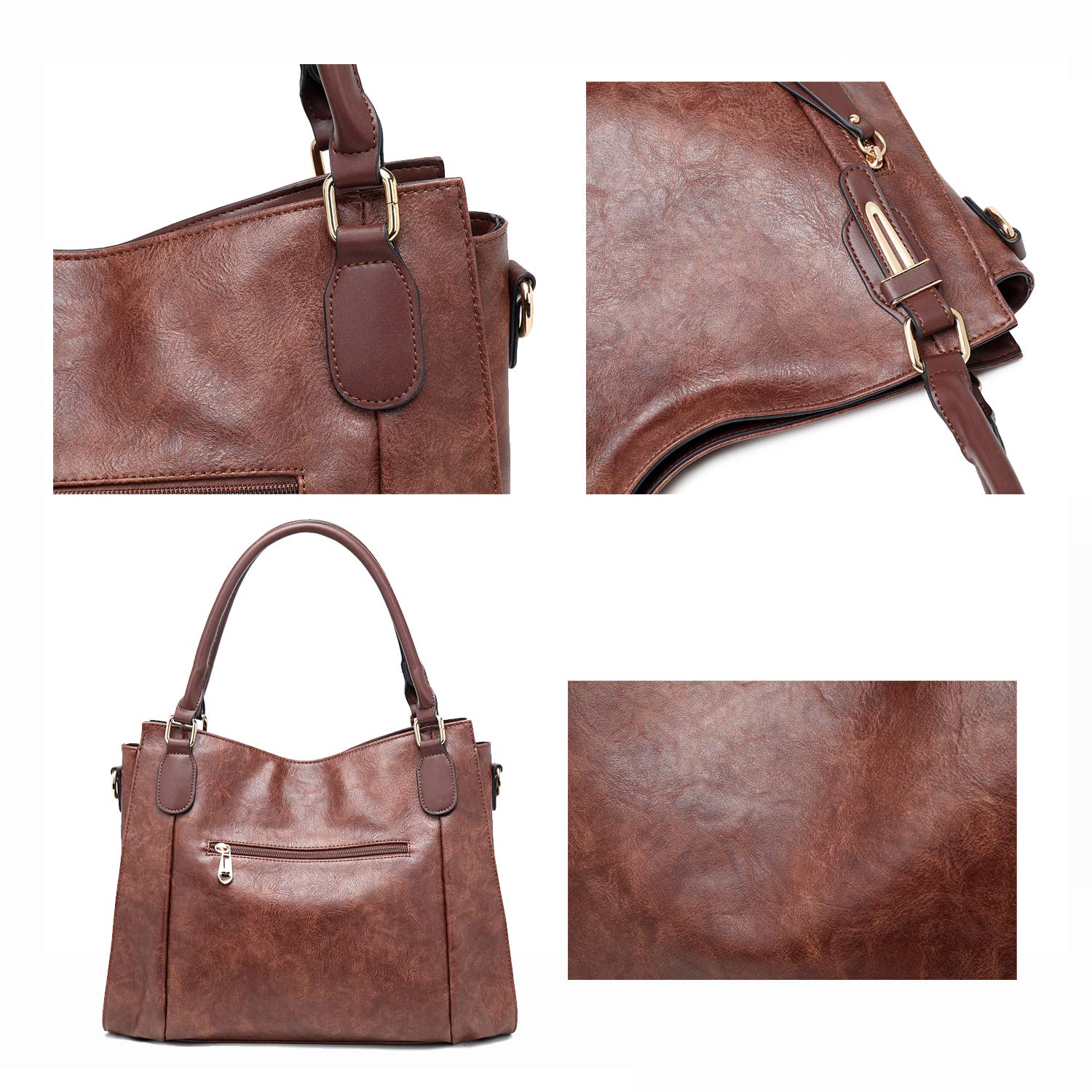 Stylish Women's PU Leather Tote Bag - Adjustable Shoulder Strap Hobo Handbag for Work, Travel & Daily Use