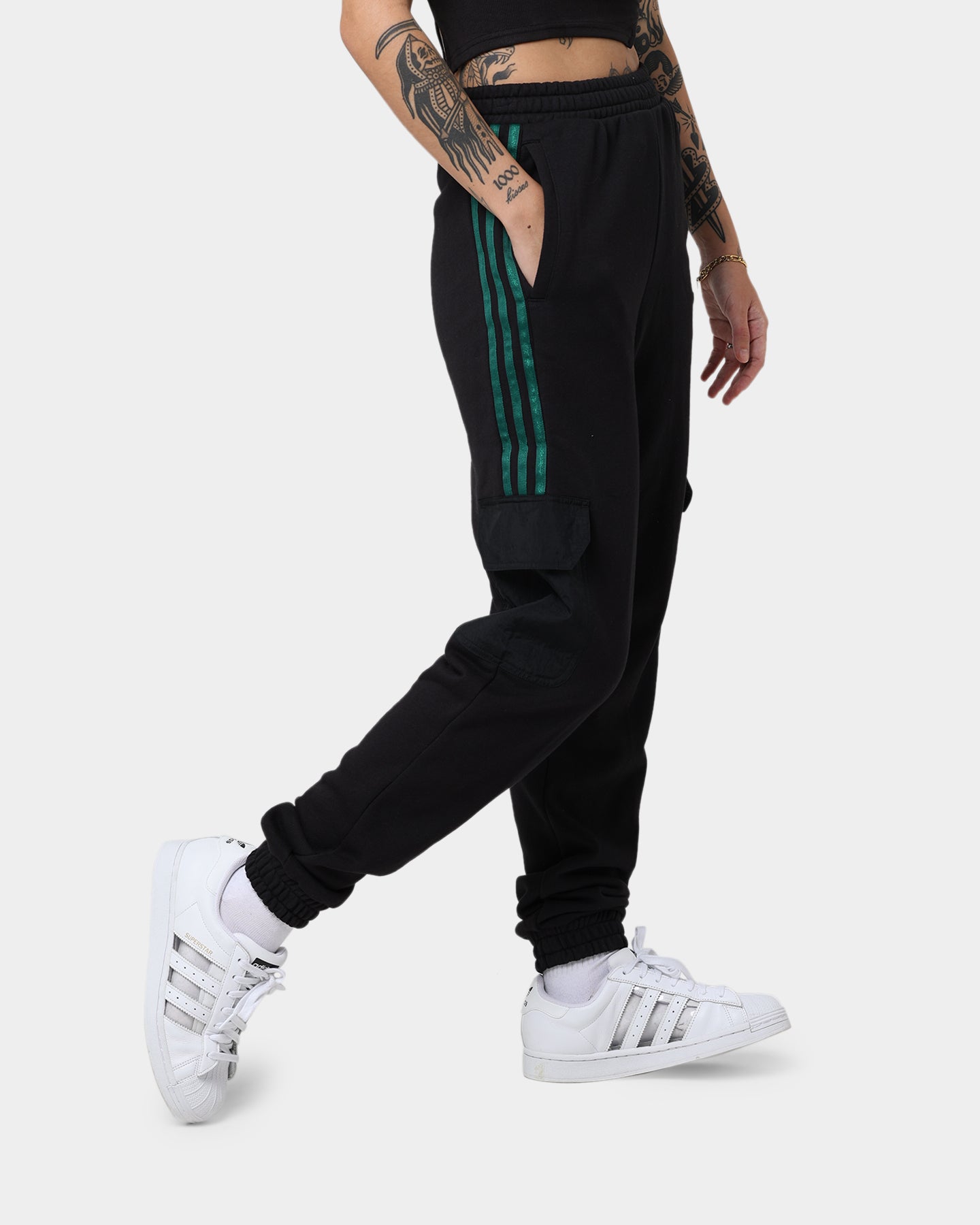 Adidas Women's Cargo Pants - Black Athletic Joggers with Pockets | Comfortable Workout & Casual Wear for Running, Gym & Street Style