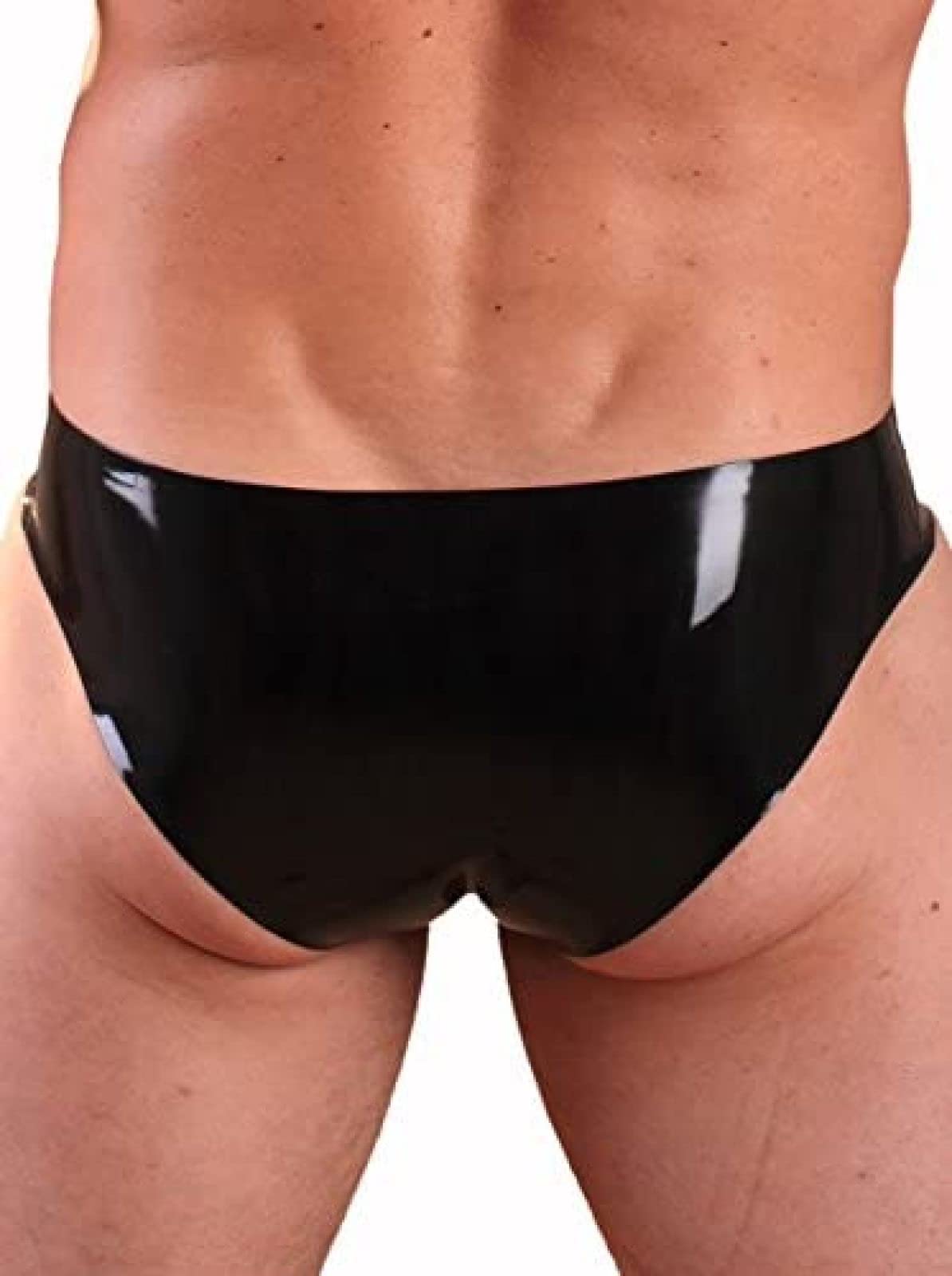 Men's Latex Fetish Underwear with Cock Ring - Black Rubber Briefs for BDSM, Fetish Wear & Role Play - Medium Size for Comfortable Fit