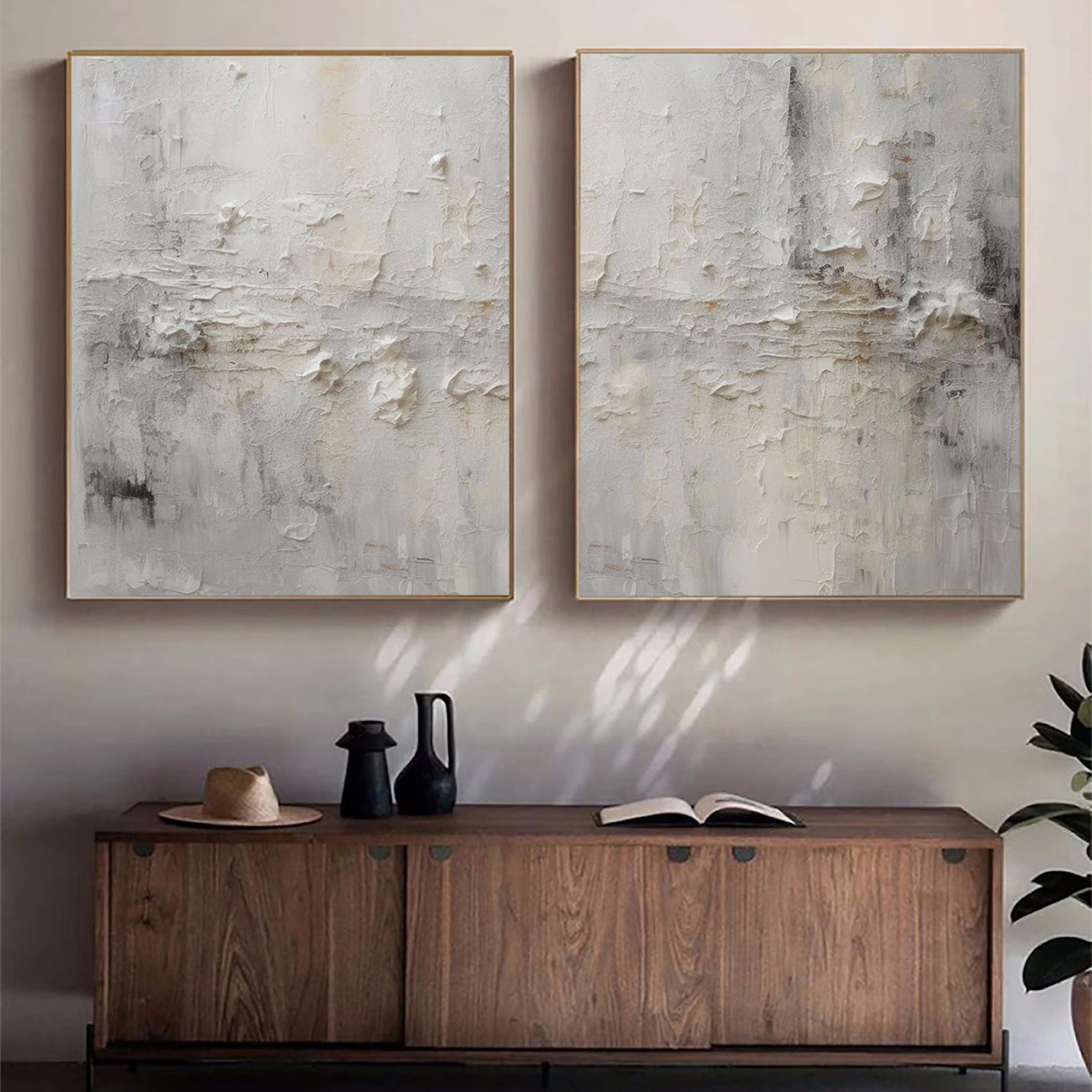 Abstract Painting Set of 2 - Modern Wall Art for Living Room & Bedroom Decor - #AB095