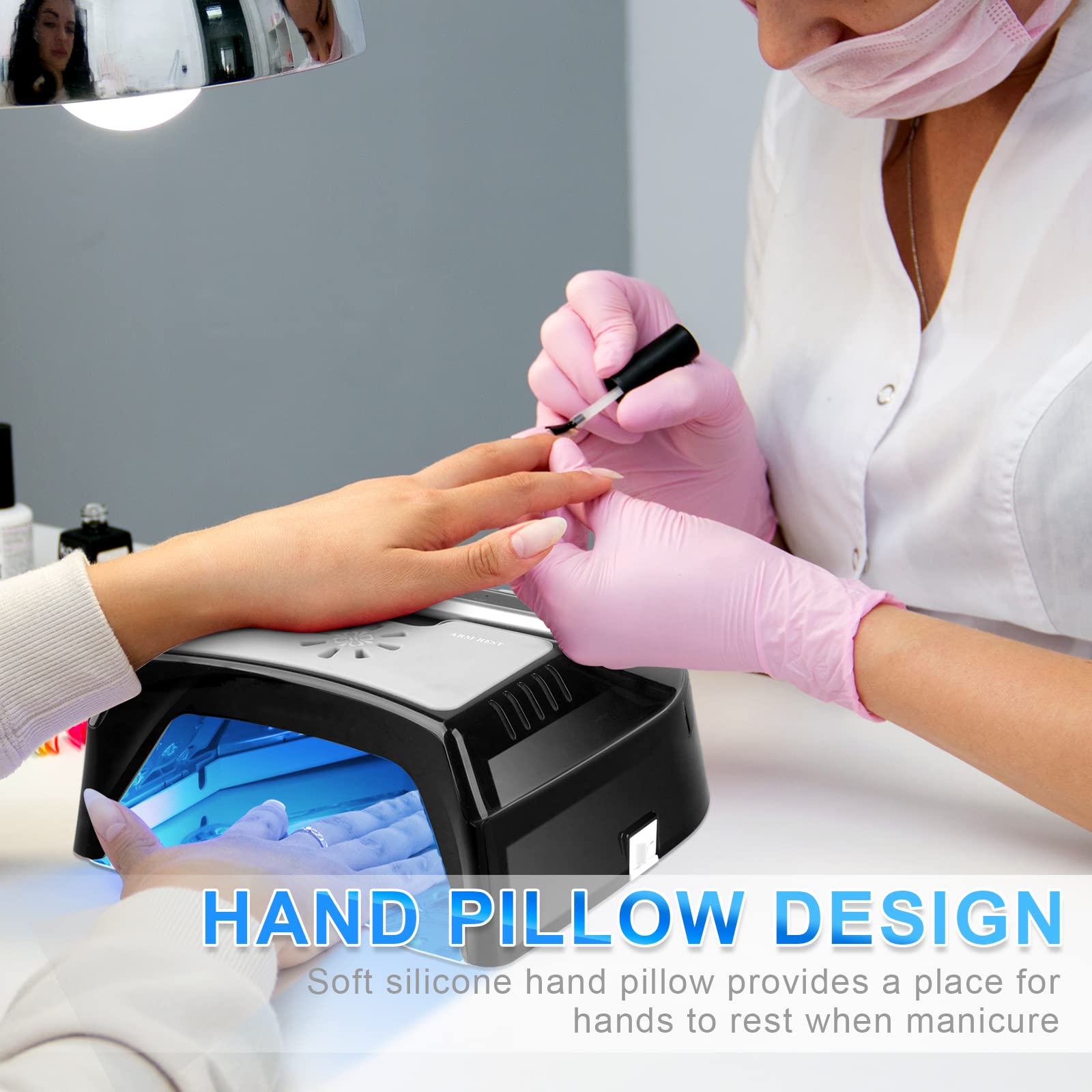 72W Professional UV LED Nail Lamp - Cordless Rechargeable Gel Nail Dryer with Cooling Fan & Portable Handle for Home & Salon Use | Fast Curing for Gel Polish, Acrylic & Dip Nails | Perfect for Manicures, Pedicures & Nail Art (Black)