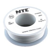 NTE ELECTRONICS WH20-09-25 20AWG Hook-Up Wire, 25 Feet, White, Copper Conductor (5-Pack) - Perfect for DIY Electronics, Automotive Wiring & Home Electrical Projects