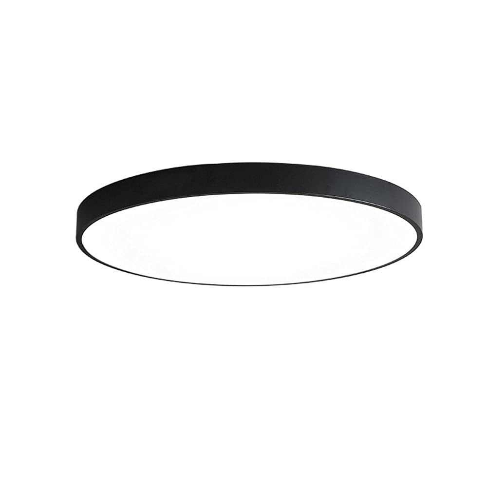 MinLia LED Ceiling Light Fixture - 12W Cool White Circular Panel Light for Living Room, Bedroom, Kitchen | Energy Efficient Modern Lighting Solution (Black)