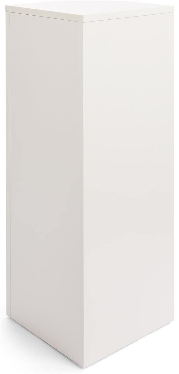 Displays2go White Rectangular Retail Store Pedestal Display Stand - Durable Laminated Particle Board & Melamine Construction (WDCUBEWHT3) - Perfect for Showcasing Products in Boutiques, Malls, and Trade Shows