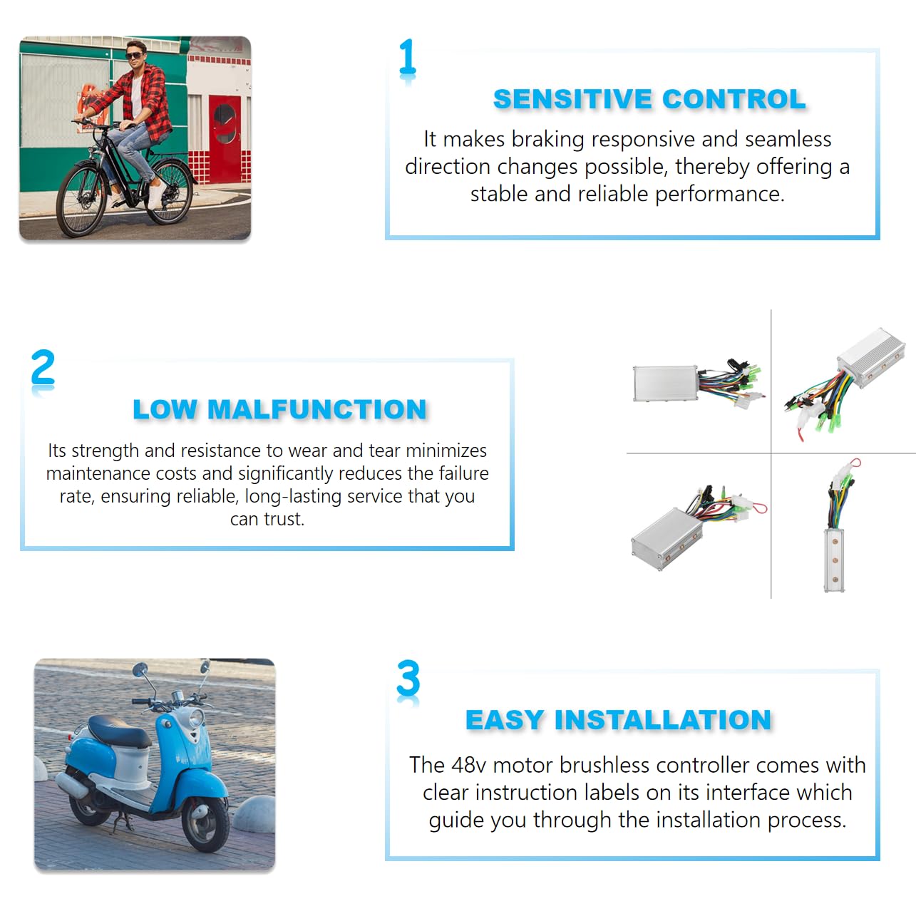 36V/48V 350W Brushless Motor Controller for Electric Bikes & Scooters - Waterproof E-Bike Speed Controller with LCD Display - Perfect for Commuting, Off-Road Adventures & DIY Electric Vehicle Projects