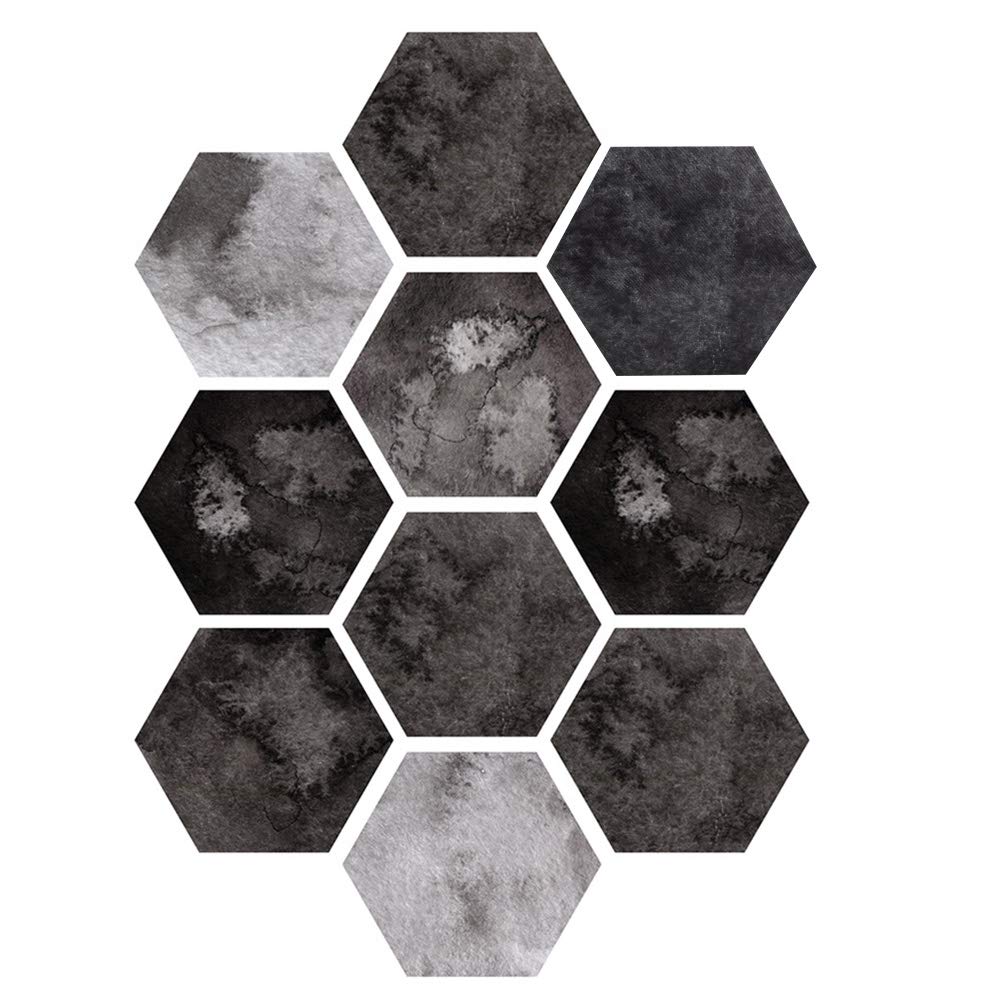 Non-Slip Hexagonal Floor Stickers - Grey Peel and Stick Waterproof Staircase Decals, Self-Adhesive Wood Plank Wallpaper for Home Decor, DIY Living Room, Bedroom & Staircase Safety