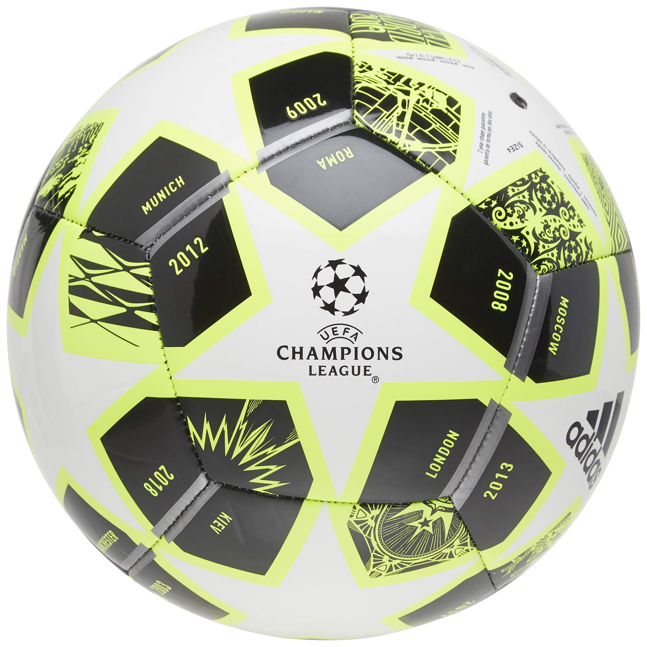 Adidas Men's Finale Club Soccer Ball - Solar Yellow/White/Black - Size 3 - Perfect for Training, Matches & Backyard Play