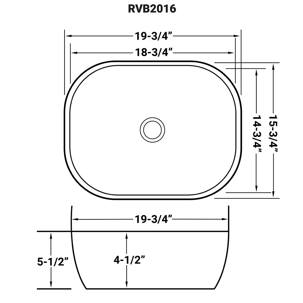 Ruvati 20 x 16 Inch White Ceramic Rectangular Vessel Sink - RVB2016WR | Rose Gold Decorative Art Bathroom Sink for Vanity Countertop | Small Modern Above Counter Basin for Powder Room, Guest Bath & Master Bathroom