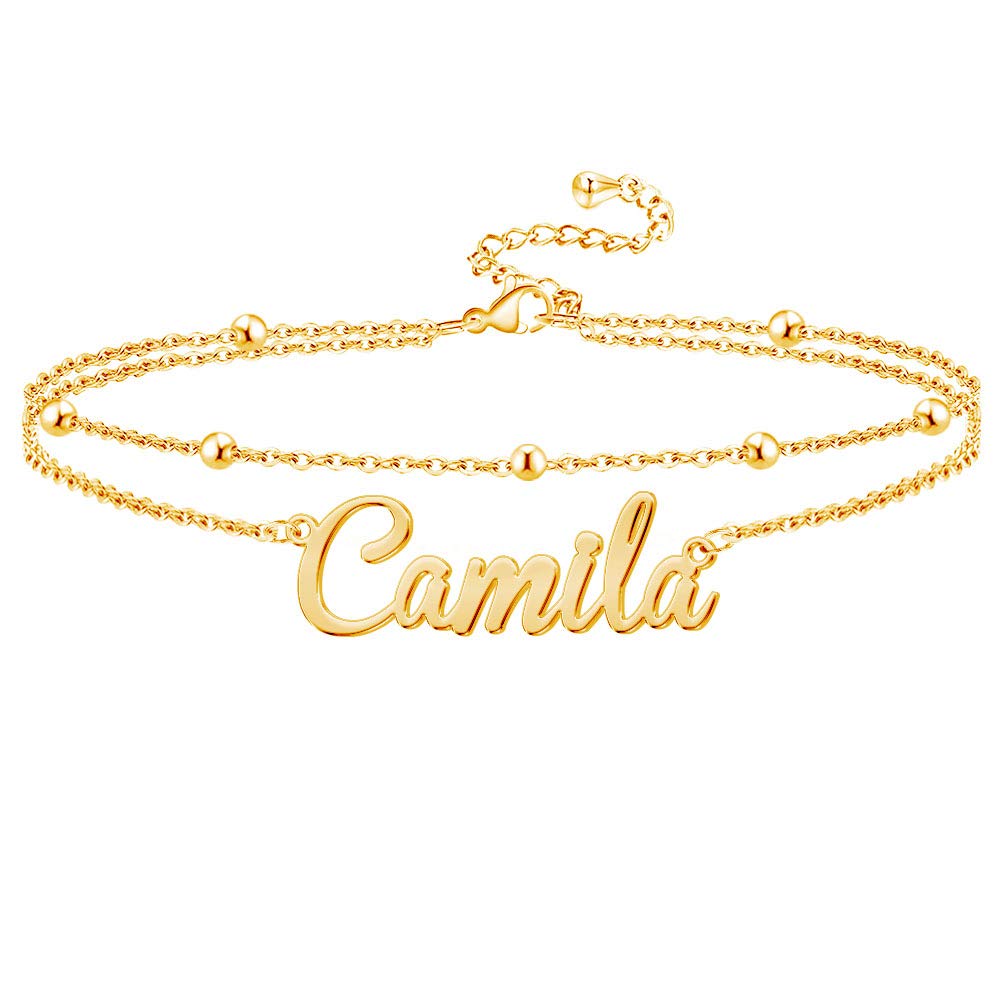 18K Gold Plated Personalized Name Anklet for Women - Custom Dainty Ankle Bracelet - Beach Jewelry Gift for Girls & Teens - Perfect for Summer Vacations, Weddings & Boho Fashion