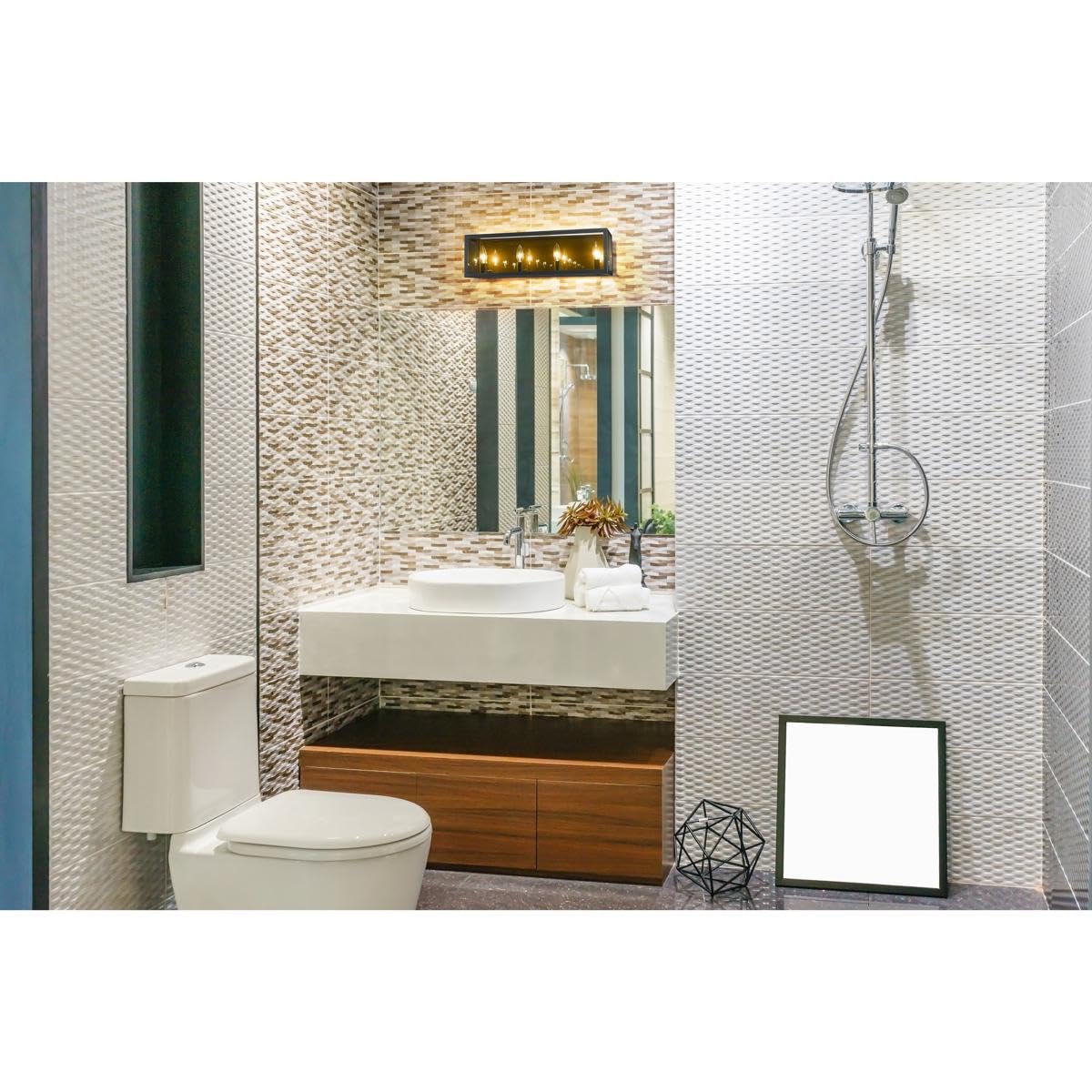 Z-Lite 4-Light Vanity Light Fixture 802-4V-MC in Charcoal Finish - Perfect for Bathroom, Dressing Room & Makeup Area Lighting