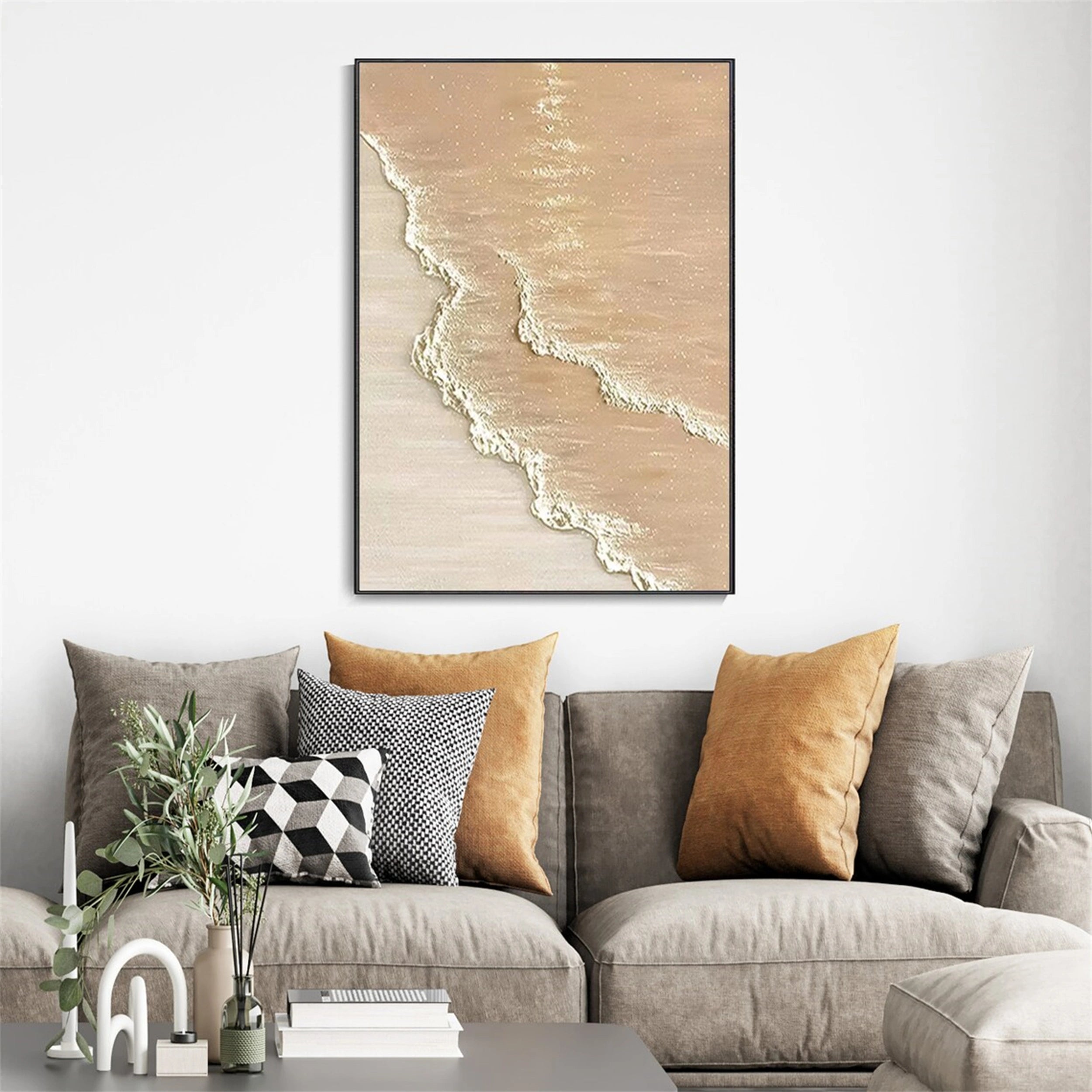 Ocean and Sky Painting #OS 055 - Handmade Seascape Wall Art for Home Decor, Office, Living Room & Bedroom