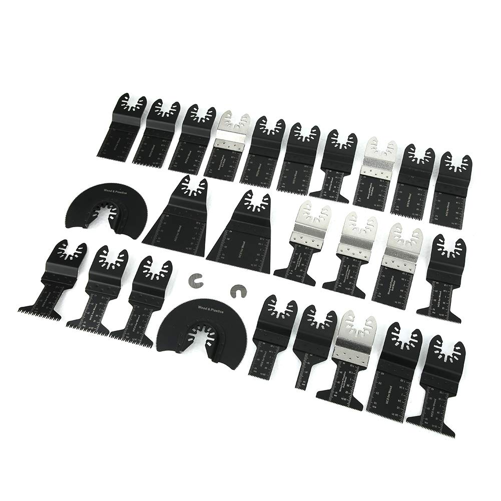 28PCs Oscillating Saw Blade Set - 10-44mm Multi-Purpose High Carbon Steel Blades for Wood, Plastic & Metal Cutting | Precision Double-Row Teeth for Smooth Cuts | Ideal for DIY Projects, Home Renovation & Professional Woodworking