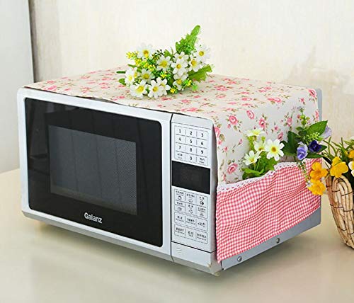 Country Style Microwave Oven Dust Cover - Pink Protective Cover for Kitchen Appliances | Perfect for Small Kitchens, Dorms & RVs