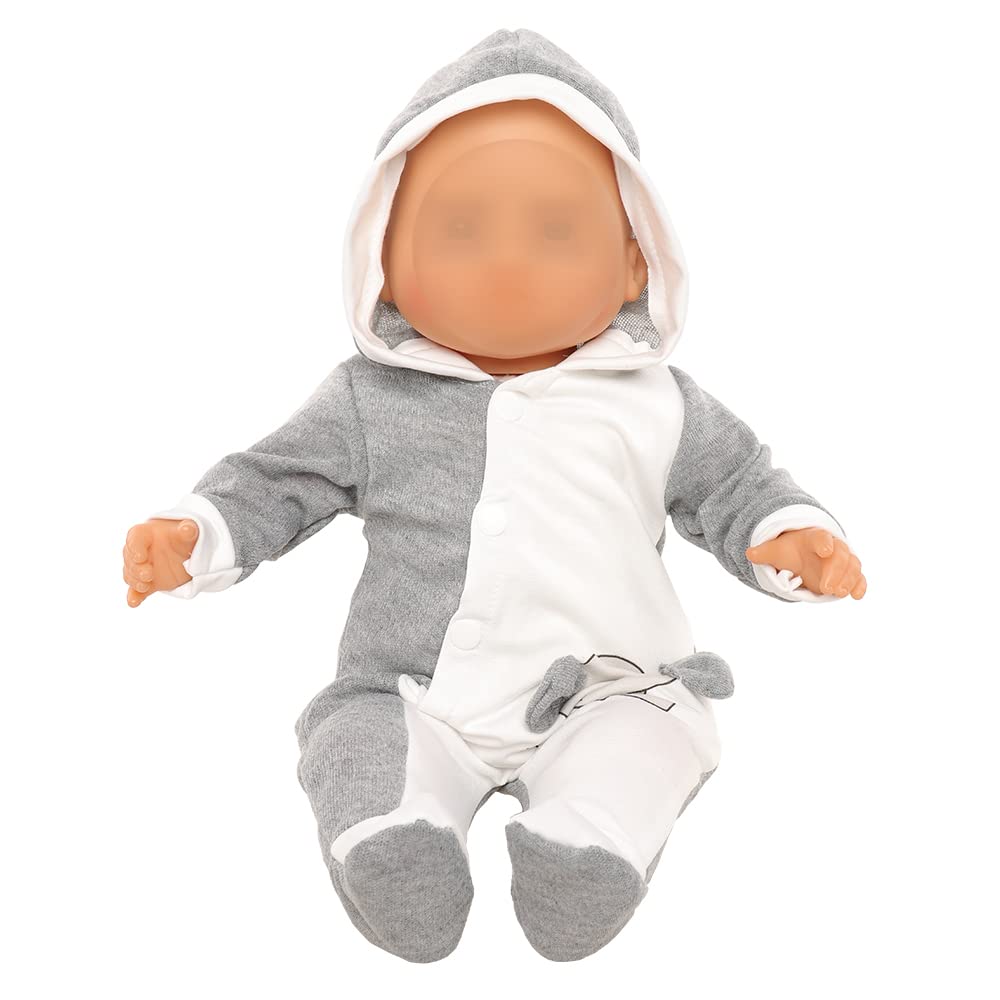 Miunana 13-15 Inch Baby Doll Elephant Jumpsuit - Grey & White Pajamas for 1 Year Old