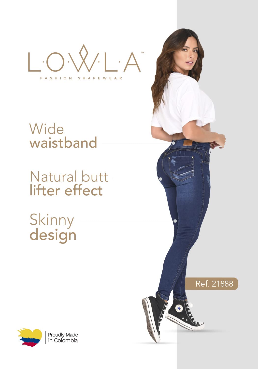 L.O.W.L.A SHAPEWEAR High Waisted Butt Lifting Jeans for Women - Colombian Style Tummy Control Denim Pants | Perfect for Date Night, Clubbing & Bodycon Outfits