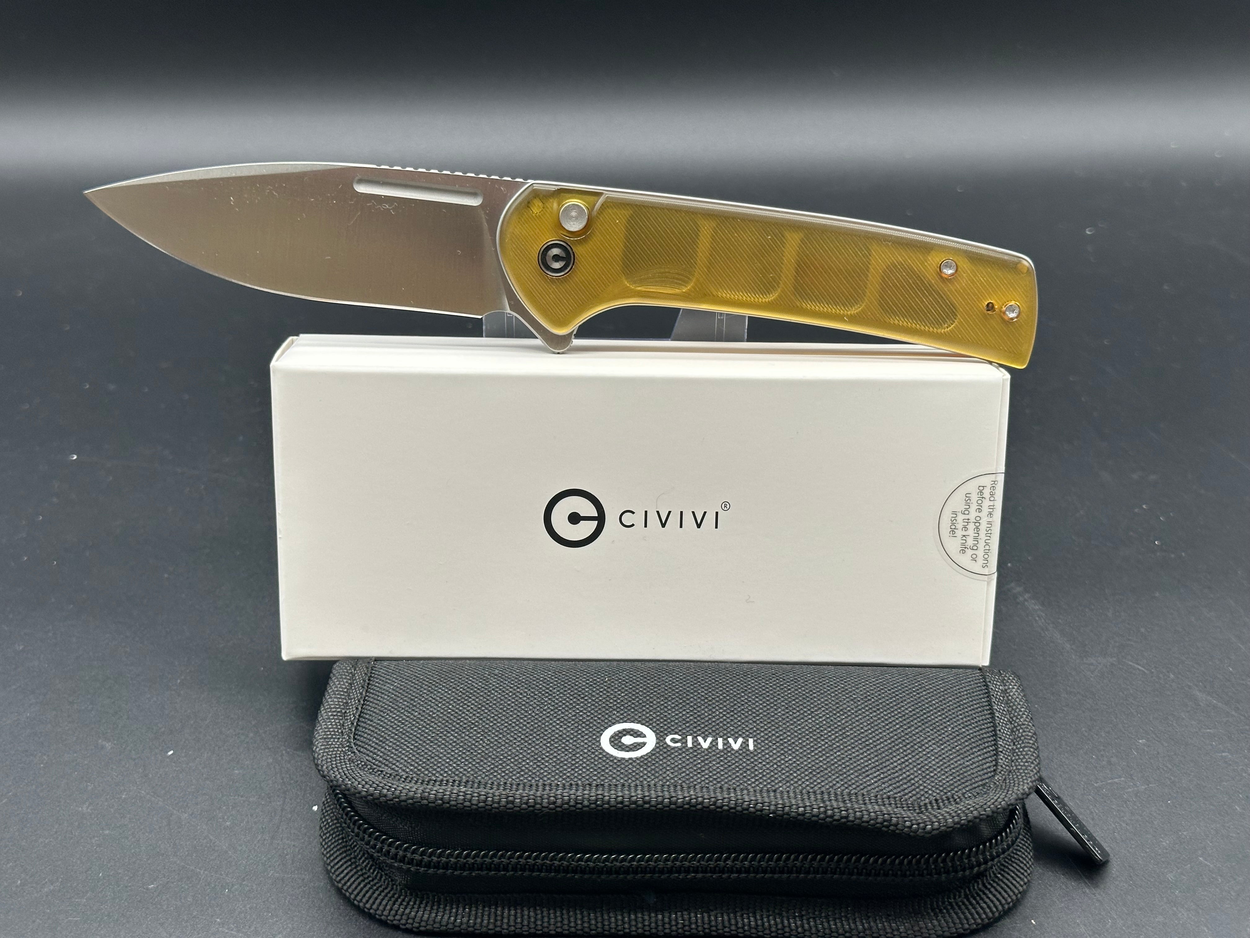 CIVIVI CONSPIRATOR Folding Pocket Knife - Ultem Polished Handle, Nitro-V Steel Blade - EDC, Outdoor Camping, Hiking & Survival Gear