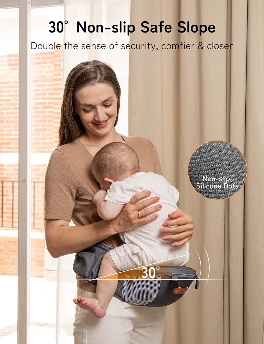 Besrey Ergonomic Baby Carrier - Front Facing & Hip Seat Hybrid for Infants & Toddlers | Breathable Mesh Design for Dad & Mom | Comfortable Kangaroo Wrap Carrier for Hiking, Shopping & Travel