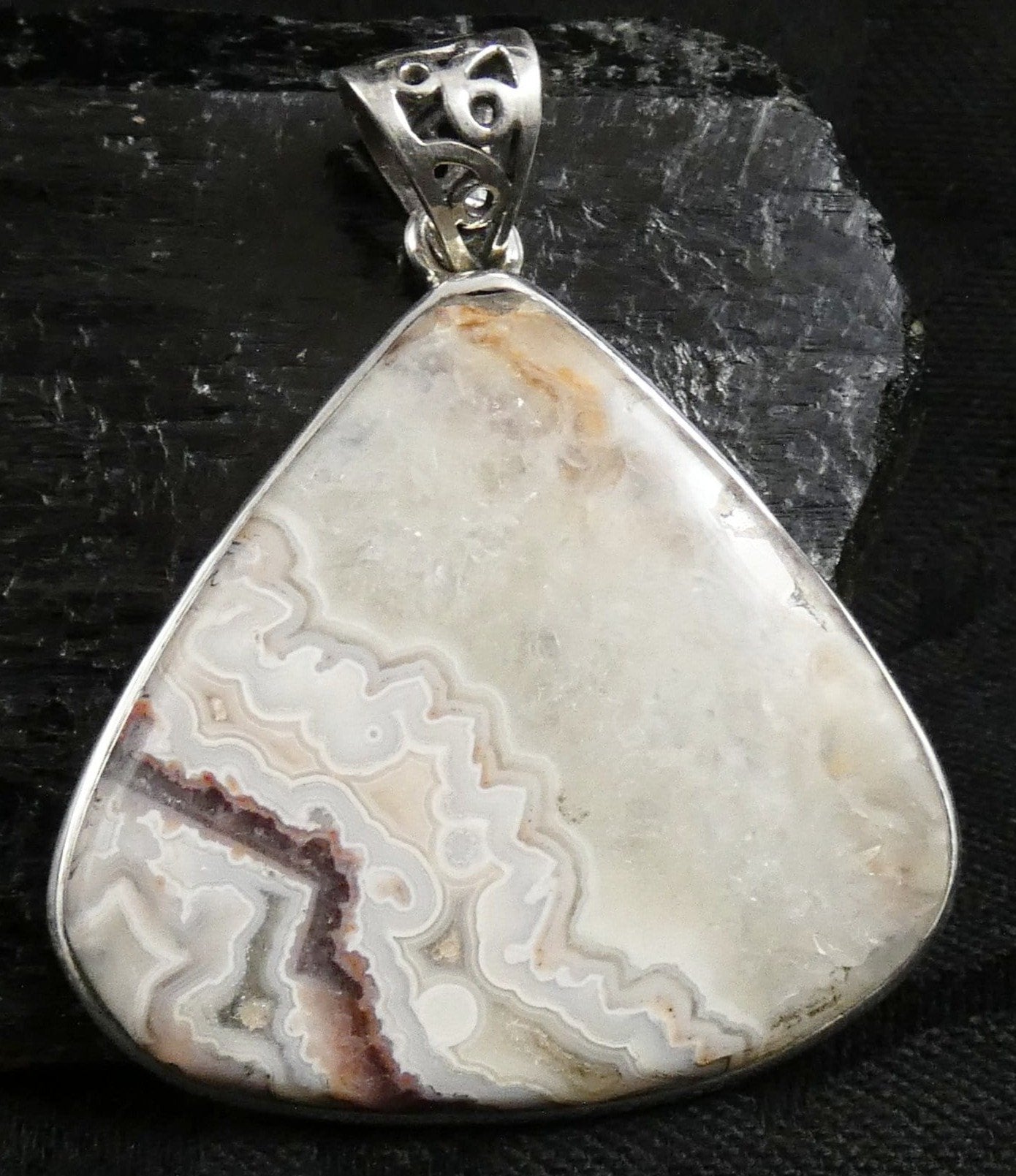Natural Crazy Lace Agate Pendant Necklace - Handmade Silver Jewelry for Women - Perfect for Boho Style, Spiritual Healing & Gift Giving