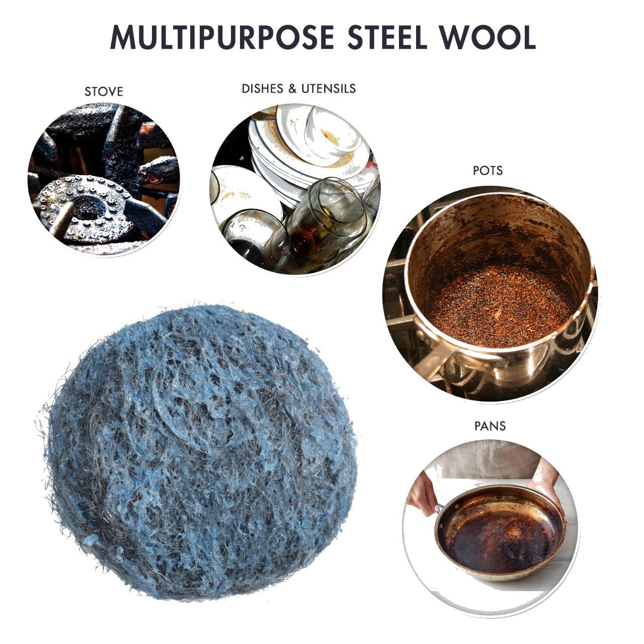 SCRUBIT 20 Pack Steel Wool Soap Pads - Heavy Duty Metal Scouring Pads for Cleaning Dishes, Pots, Pans & Ovens - Pre-Soaped for Tough Grease & Oil Removal - Perfect for Kitchen, BBQ Grill & Outdoor Cookware Cleaning
