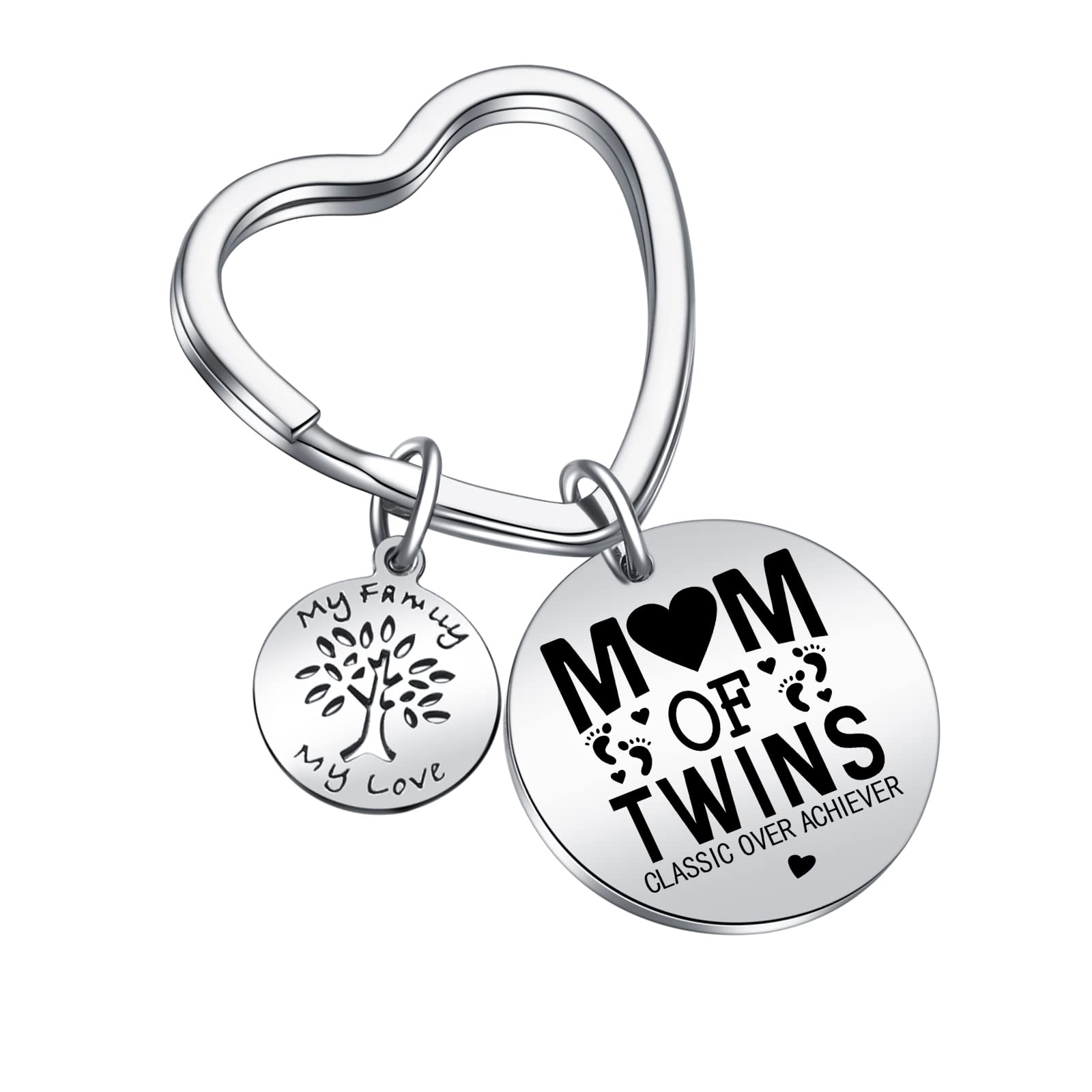 Twin Mom Jewelry - Elegant Mother of Twins Gift, New Mom Necklace, Pregnancy Announcement Keychain, Baby Shower & Mother's Day Jewelry for Wife - Perfect for Celebrating Motherhood & Special Occasions