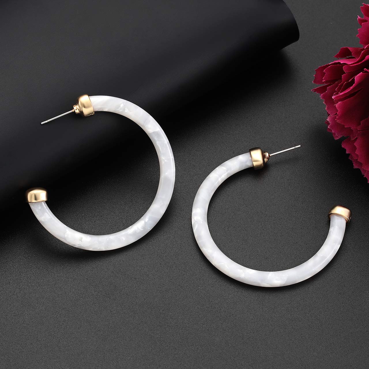 Stylish Acrylic Open Hoop Earrings for Women - Tortoise Shell Bohemian Dangle Earrings | Fashion Jewelry for Casual Wear, Parties & Date Nights