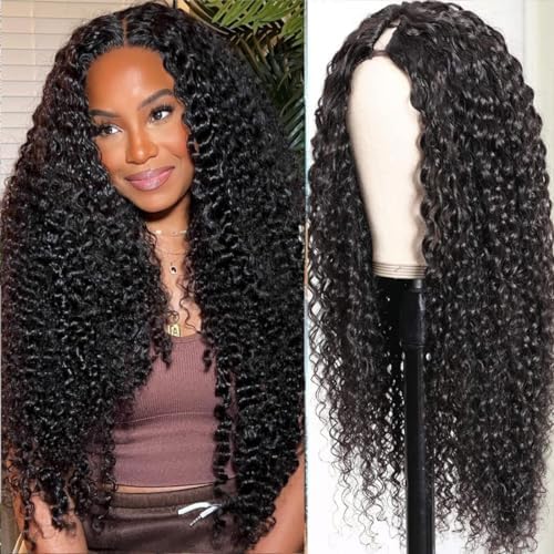 Brazilian Kinky Curly Human Hair Wigs for Black Women - 26IN V Part Wigs with 200% Density, No Leave Out Lace Front, Glueless Full Head Clip In Half Wigs | Perfect for Daily Wear, Parties, Weddings & Special Occasions