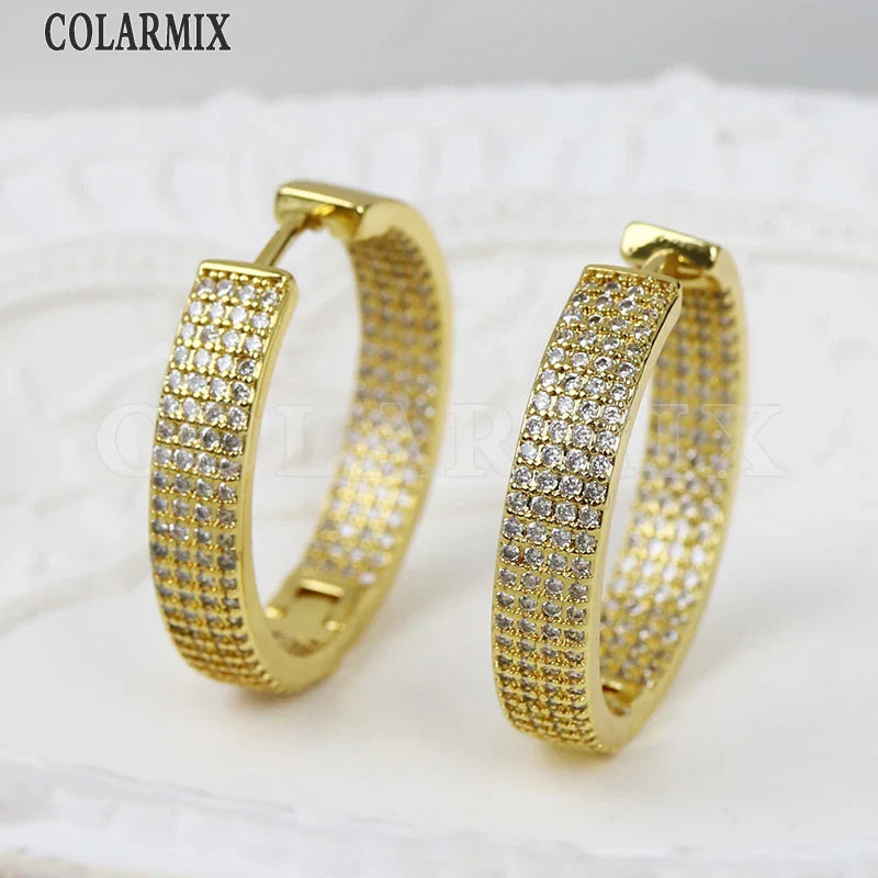 5 Pairs Classic Hoop Earrings - Pave Zircon Gold Plated Elegant Women's Jewelry Set for Party, Wedding, Anniversary Gift | Perfect for Everyday Wear & Special Occasions