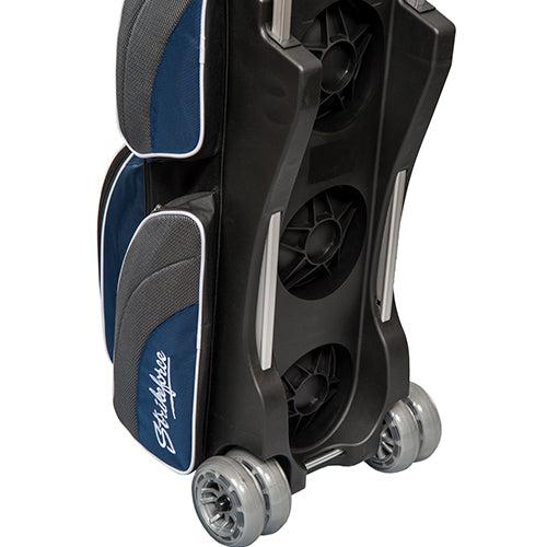 KR Strikeforce Apex Triple Roller Navy Bowling Bag for Men & Women - Heavy Duty 3 Ball Rolling Tote with Shoe Compartment - Perfect for League Play, Tournaments & Practice Sessions