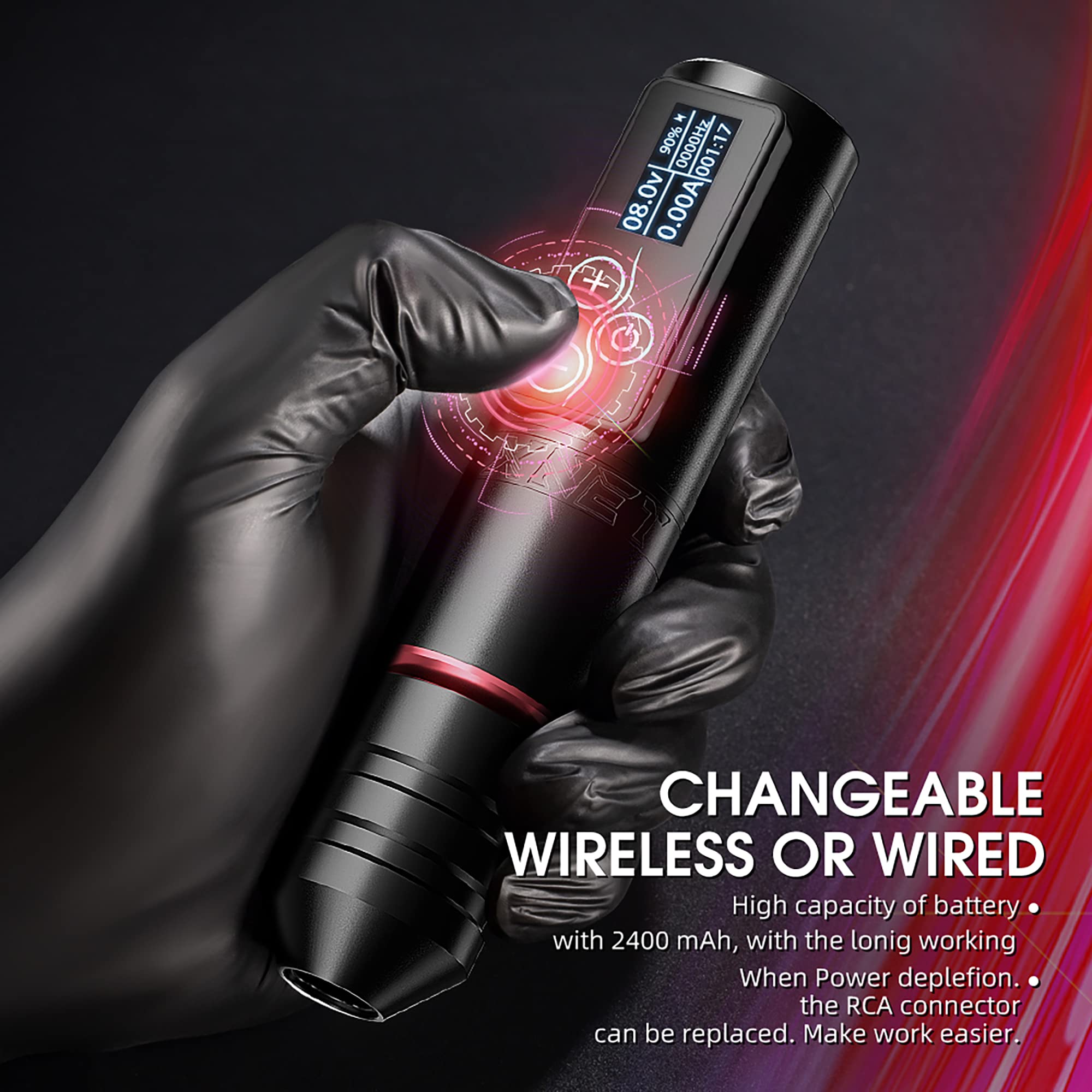 Xnet Vane Wireless Tattoo Machine - Professional Rotary Tattoo Pen with Brushless Motor, 2400mAh Battery, LED Touch Screen Display & 2 Extra Batteries for Tattoo Artists | Perfect for Studio Work & Professional Tattooing