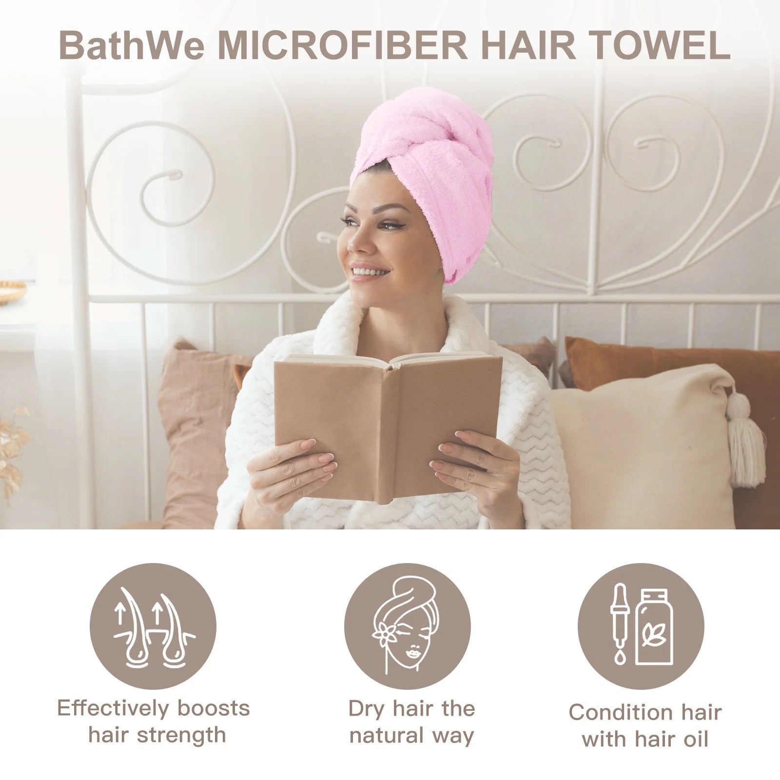 Bathwe 2 Pack Ultra Absorbent Hair Towel Wrap for Women - Soft Twist Hair Turban Drying Cap for Wet Hair (Blue & Gray) | Perfect for Post-Shower, Salon, Spa & Home Hair Care