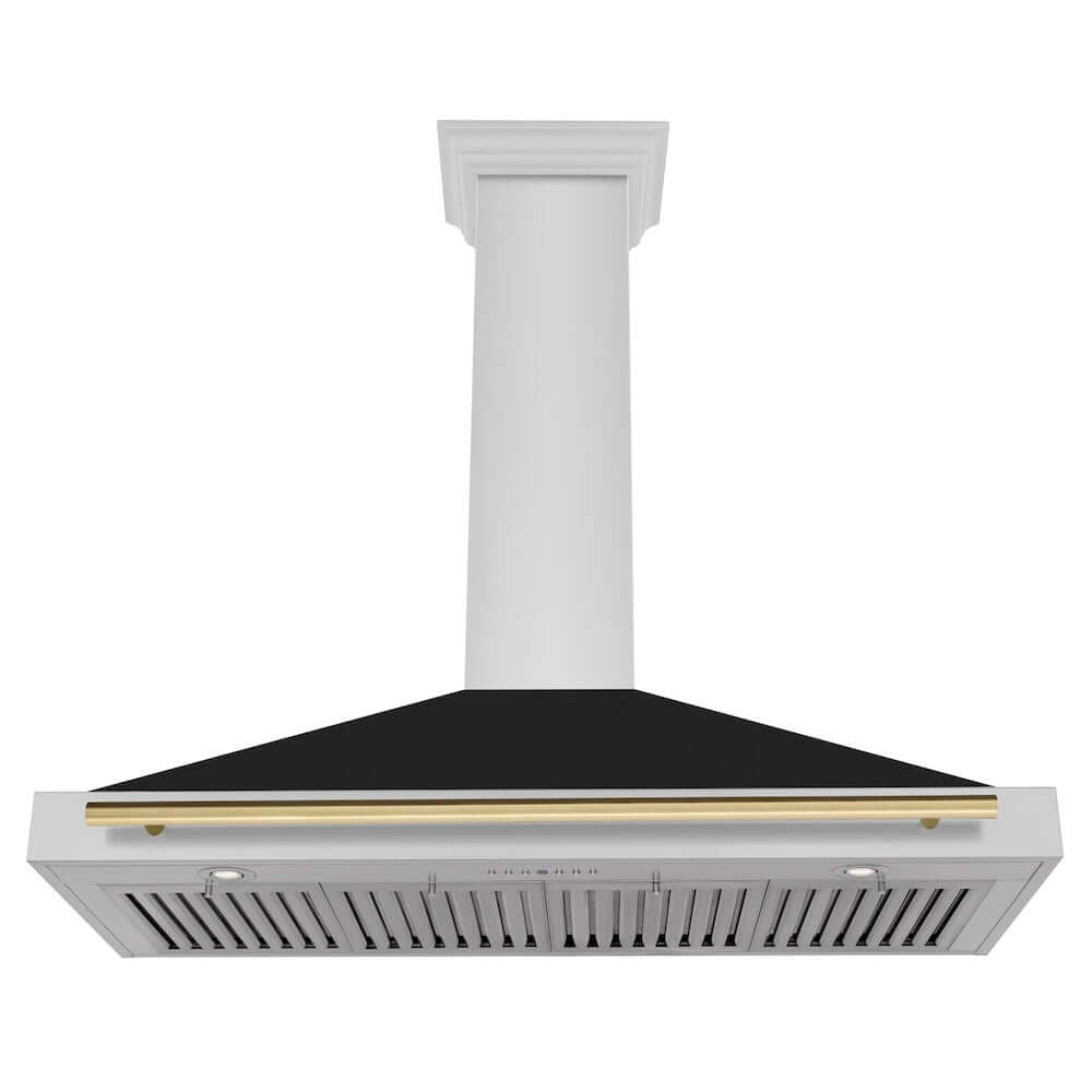 ZLINE Autograph Edition 48-inch Stainless Steel Range Hood - Convertible Kitchen Vent Hood with Black Matte Finish & Accent Handle (KB4STZ BLM48) | Professional Grade for Modern Kitchens, Restaurants & Open-Concept Homes