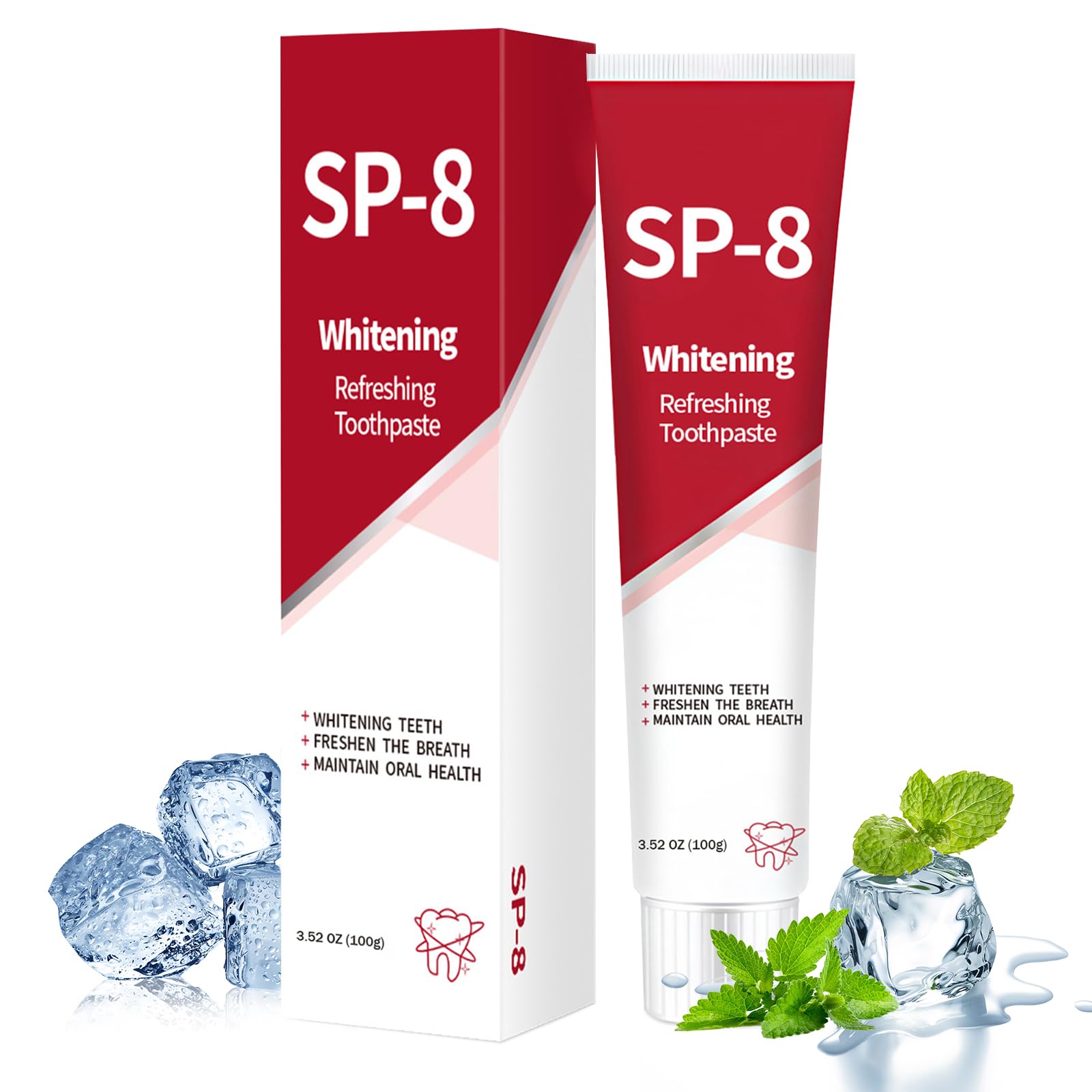 SP-8 Probiotic Whitening Toothpaste with 8-Strain Probiotic Complex | Enamel-Safe Fluoride-Free Formula for Teeth Whitening & Gum Care | Fresh Mint Flavor | Deep Cleaning & Oral Health Protection | Perfect for Daily Use, Travel & Sensitive Teeth (1 Pack)