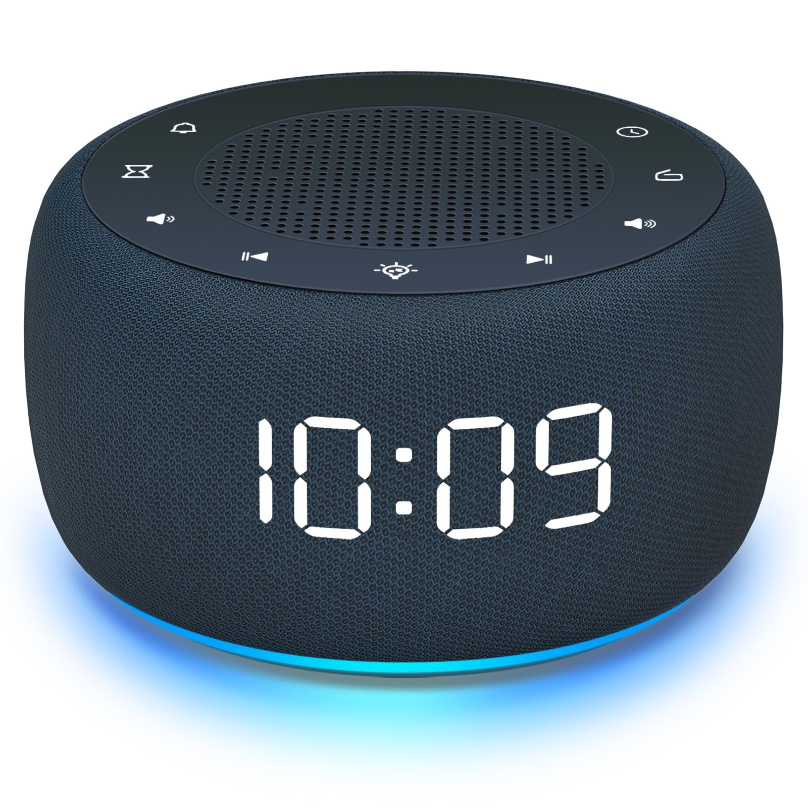 BUFFBEE Alarm Clock Radio with High-Quality Sound, 7-Color Night Light, Full Display & Dimmer for Bedroom Nightstand - Perfect for Home, Office, and Travel (Navy Blue)