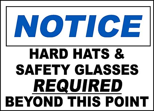 Safety and Warning Vinyl Stickers Bundle - Warehouse Signs, Hard Hats Required Notice - 3 Pack (3.5