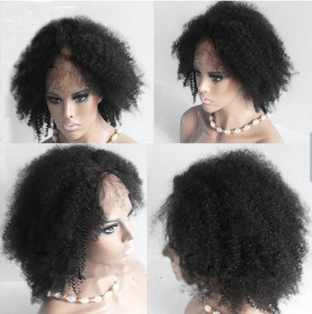 Premium 10-Inch 100% Human Hair Lace Wig for African Americans - Virgin Remy Hair with Natural Curly Texture in Jet Black (#1) | Perfect for Daily Wear, Special Occasions & Protective Styling