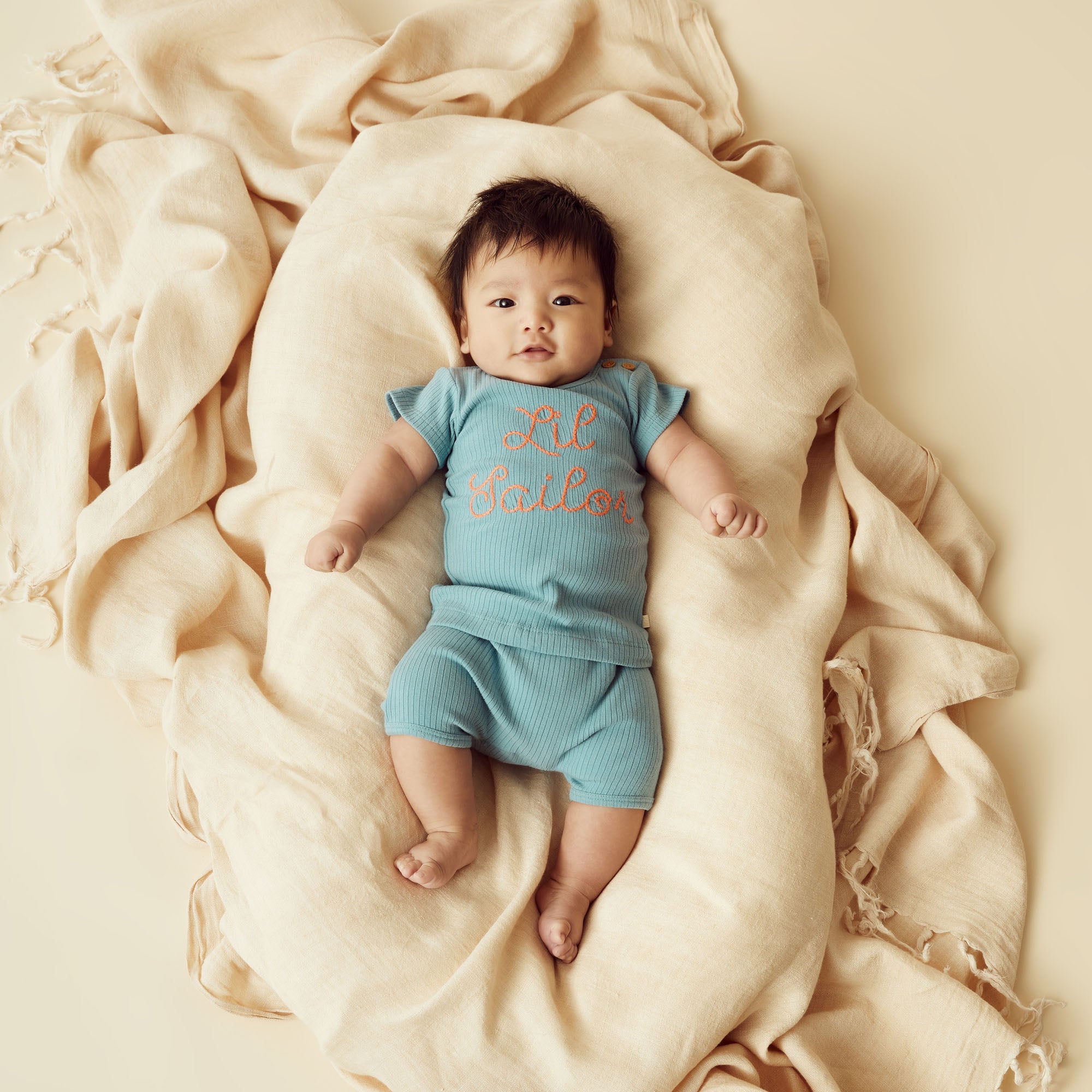 Lil Sailor Organic Cotton Ribbed Baby Tee - Soft & Breathable Infant T-Shirt for Boys & Girls - Perfect for Playtime, Outings & Family Photos