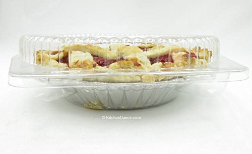 KitchenDance 6-Inch Clear Plastic Clamshell Pie Container with Dome Lid - Food Safe Storage & Display for Pies, Cakes, Desserts - Ideal for Bakeries, Catering & Home Use (CPC-106, Pack of 150)