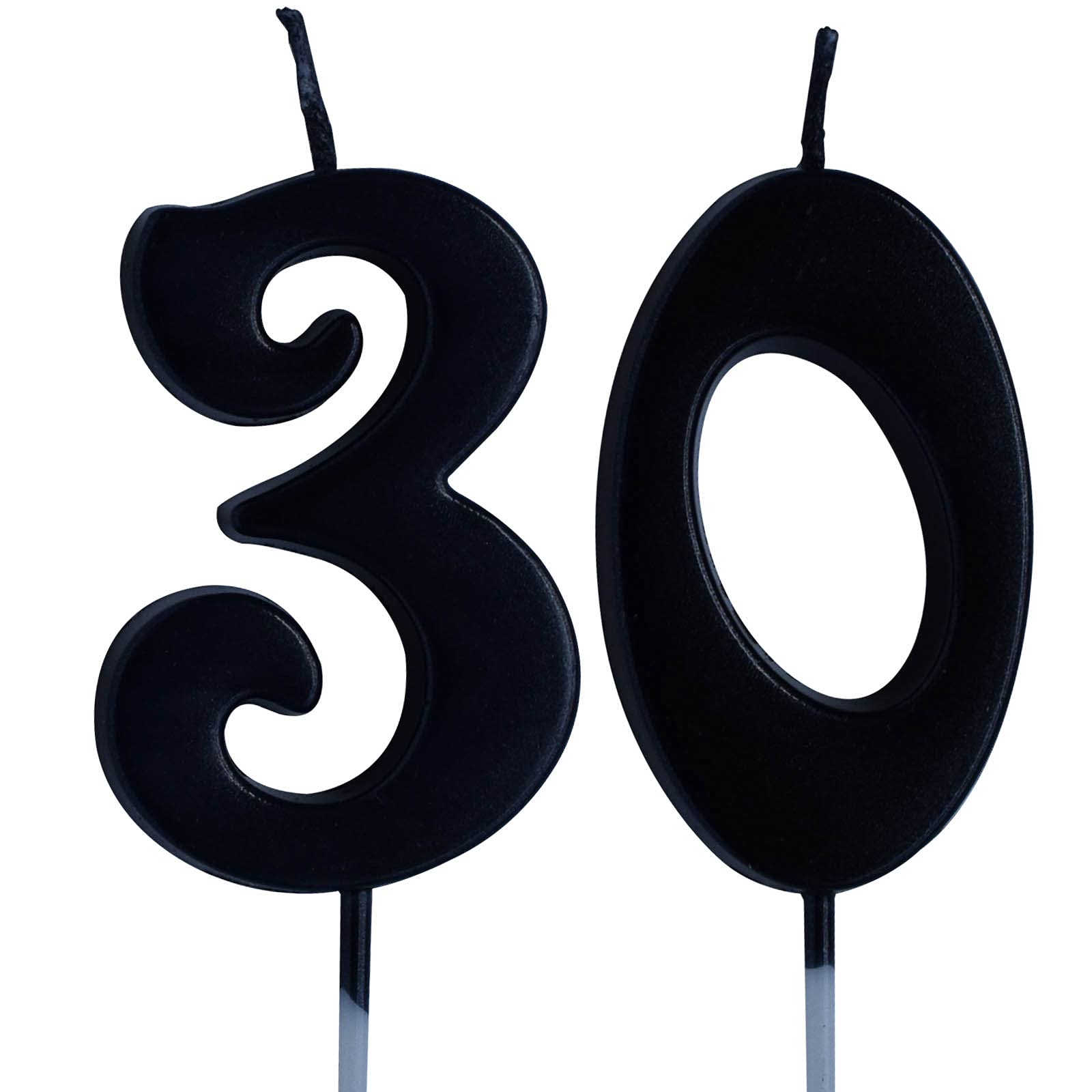 Black Number 30 Birthday Candle - Elegant 30th Birthday Cake Topper for Women & Men - Perfect for Anniversary Parties, Milestone Celebrations & Decorations