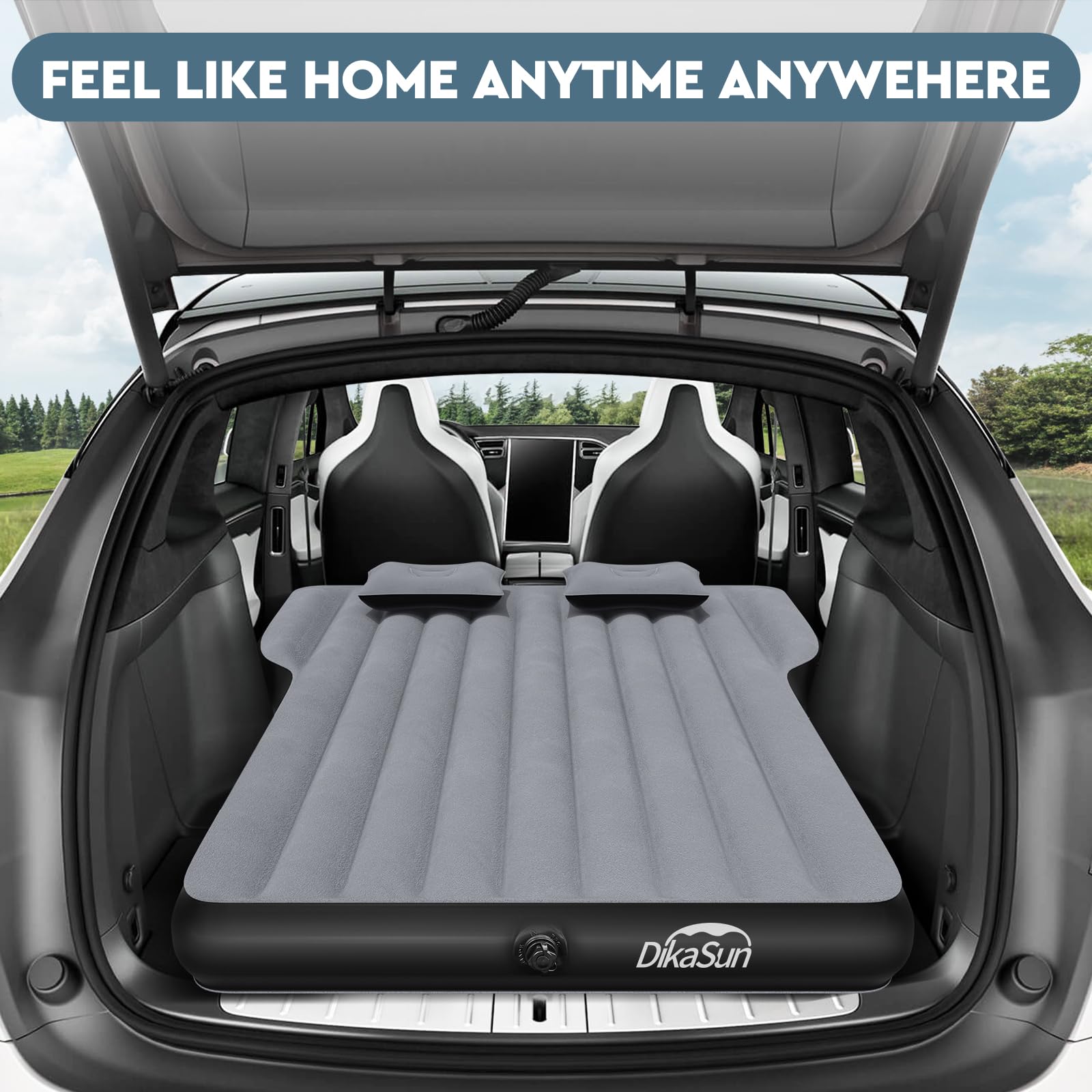 Tesla Model Y Inflatable Camping Mattress - Thickened SUV Air Bed with Built-in Pump & 2 Pillows | Portable Travel Sleeping Pad for Road Trips, Camping & Car Adventures
