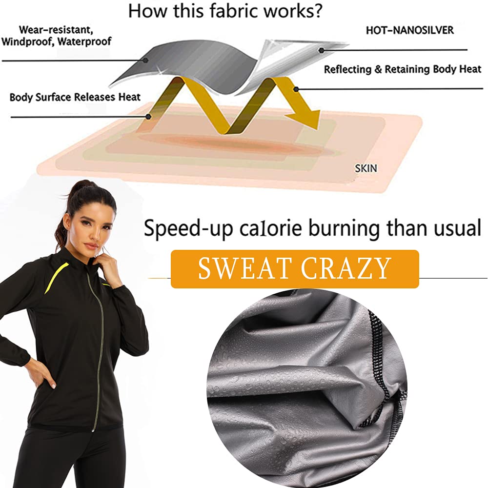 SEXYWG Women's Sauna Jacket - Slimming Sweat Suit for Weight Loss, Long Sleeve Workout Top & Body Shaper | Perfect for Gym, Sauna & Home Fitness