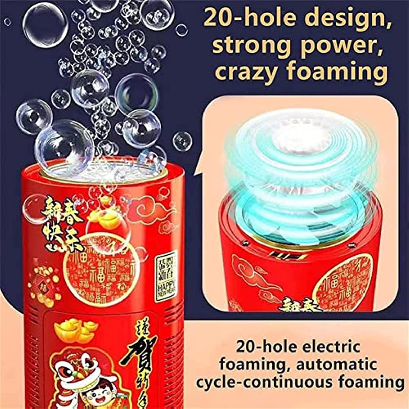 Portable Firework Bubble Machine with LED Lights - Fun Bubble Blower for Kids, Parties, New Year Celebrations & Outdoor Events - Perfect Gift for Boys & Girls