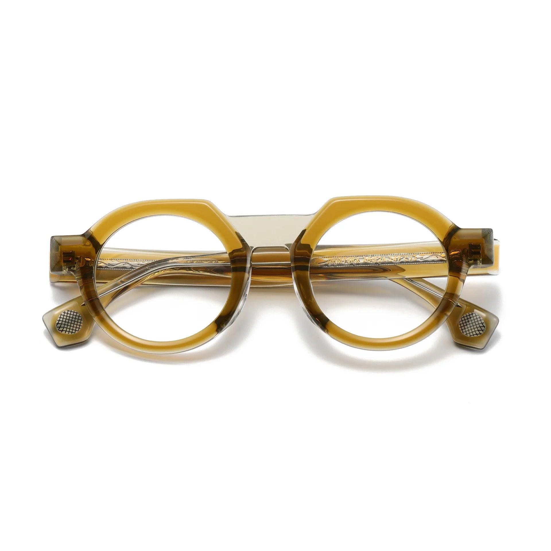 **Aror Unisex Full Rim Brow Line Flat Top Round Acetate Eyeglasses 49709 – Stylish & Lightweight for Men & Women – Perfect for Reading, Work, and Everyday Fashion**