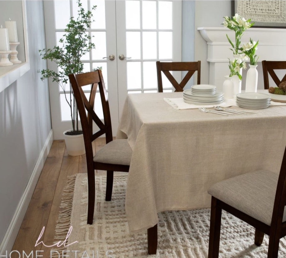 Premium Waterproof Polyester Tablecloth - Elegant Burlap Design for Dining, Parties & Outdoor Events - Spill-Proof & Durable Table Cover for Home & Restaurant Use