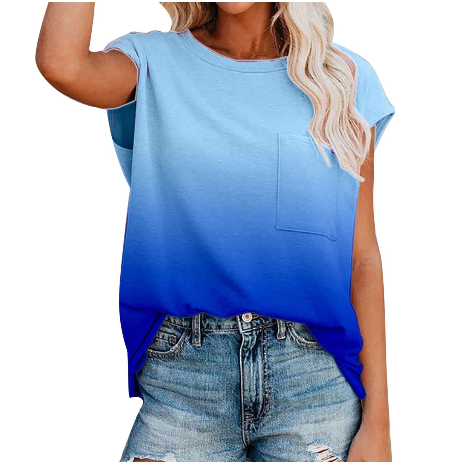Vintage Women's Short Sleeve Casual Blouses - Summer Comfort Plus Size Retro Loose Tops with Pocket | Perfect for Casual Outings, Beach Wear & Everyday Fashion