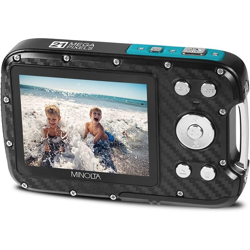 Minolta MN30WP 21MP 1080P HD Waterproof Digital Camera - Underwater Photography, Snorkeling & Beach Adventures (Teal)